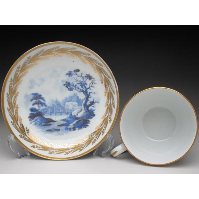 ニューホール 金彩風景絵 カップ＆ソーサー アンティーク 19世紀初め 