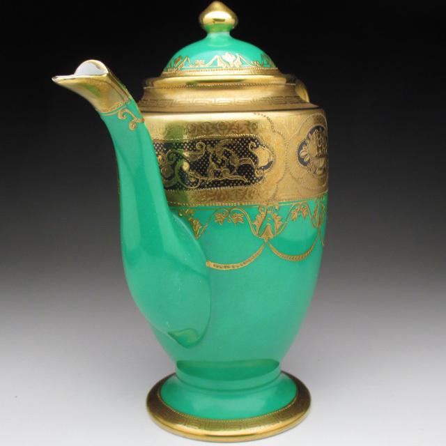 ノリタケ オールドノリタケ グリーン地金盛り コーヒーポット