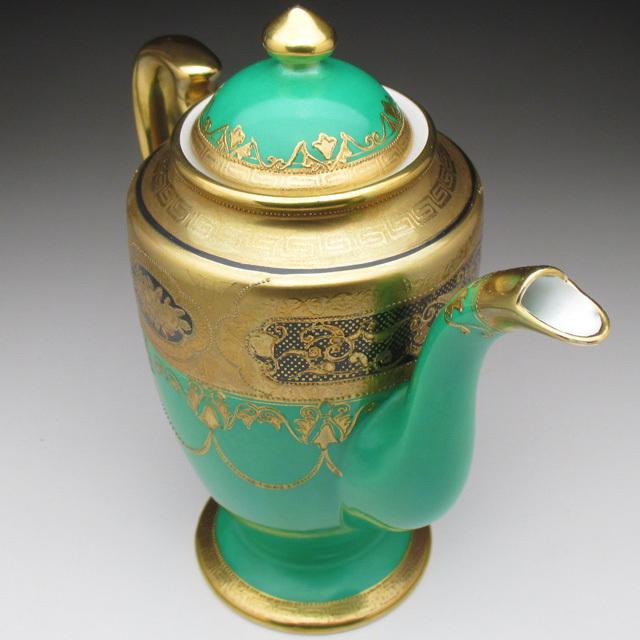 ノリタケ オールドノリタケ グリーン地金盛り コーヒーポット