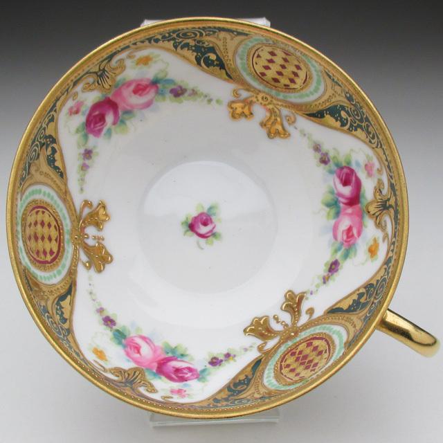 ノリタケ オールドノリタケ 金盛りジュール薔薇花綱絵 トリオ ノリタケ オールドノリタケ 金盛りジュール薔薇花綱絵 トリオ