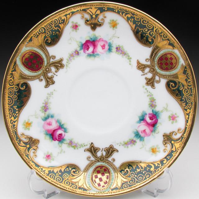 ノリタケ オールドノリタケ 金盛りジュール薔薇花綱絵 トリオ ノリタケ オールドノリタケ 金盛りジュール薔薇花綱絵 トリオ