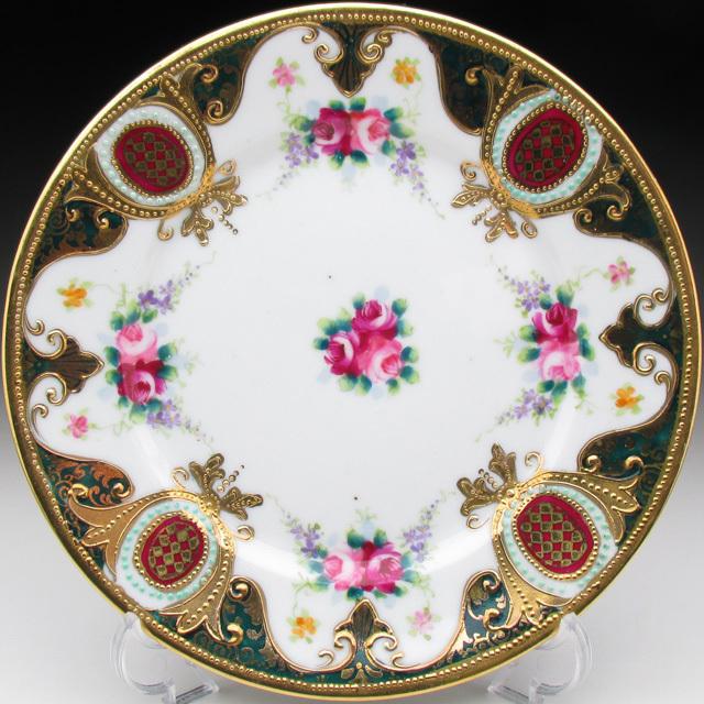 ノリタケ オールドノリタケ 金盛りジュール薔薇花綱絵 トリオ ノリタケ オールドノリタケ 金盛りジュール薔薇花綱絵 トリオ