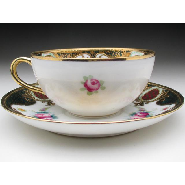 ノリタケ オールドノリタケ 金盛りジュール薔薇花綱絵 トリオ ノリタケ オールドノリタケ 金盛りジュール薔薇花綱絵 トリオ
