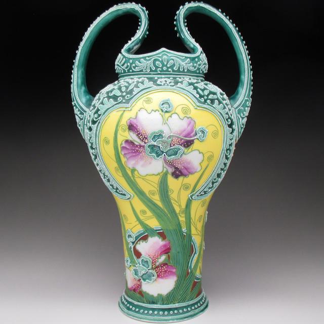 オールドノリタケ 一陳エナメル盛り上げ花絵 花瓶 26cm No1050 アンティーク陶磁器 ちるんはうす 通販 Yahoo ショッピング