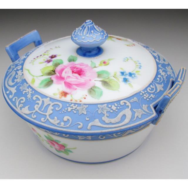 オールドノリタケ 薔薇のポット&シュガー オールドノリタケ薔薇の