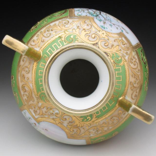 ノリタケ オールドノリタケ グリーン地金盛りジュール湖畔風景絵 ノリタケ オールドノリタケ グリーン地金盛りジュール湖畔風景絵