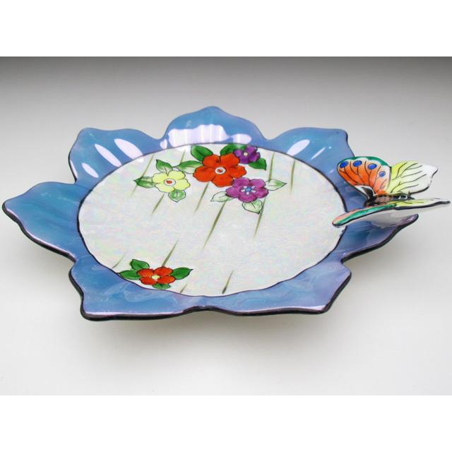 ノリタケ オールドノリタケ ブルー地花絵 蝶フィギュア付 ボウル