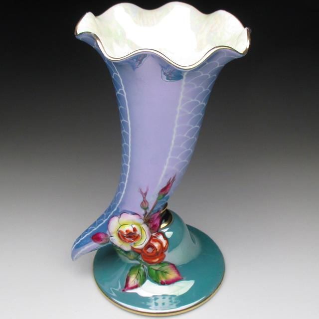 ノリタケ オールドノリタケ 薔薇絵貝殻形 花瓶 20cm