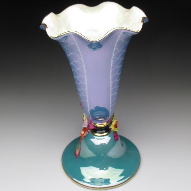 オールドノリタケ 薔薇絵貝殻形 花瓶 20cm