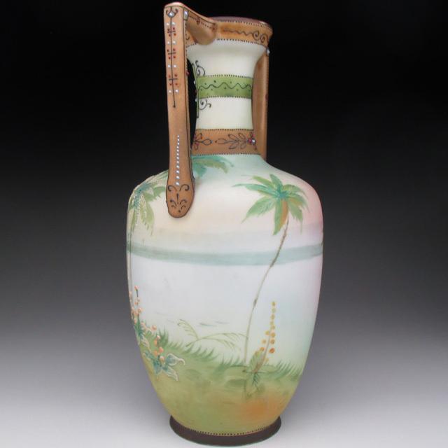 ノリタケ オールドノリタケ 盛り上げエジプト風景絵 花瓶 23cm ノリタケ オールドノリタケ 盛り上げエジプト風景絵 花瓶 23cm