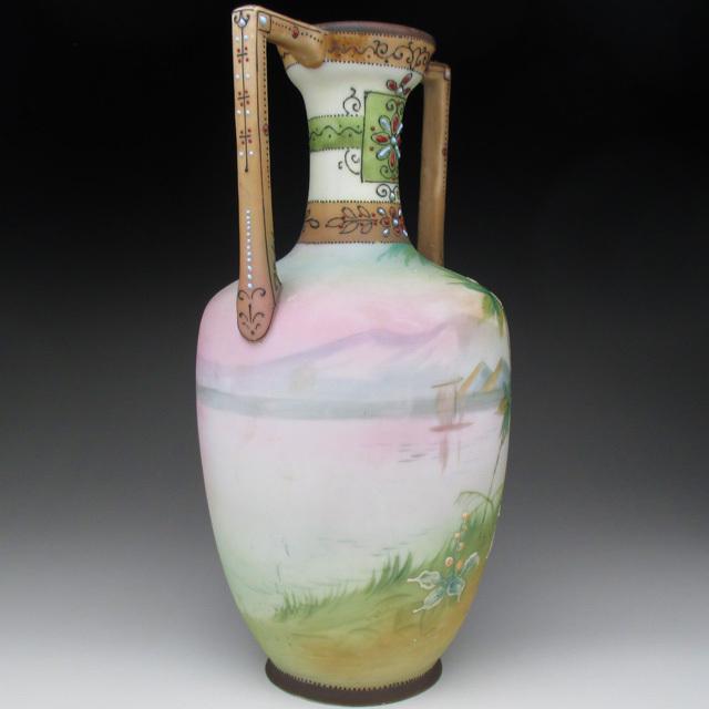 ノリタケ オールドノリタケ 盛り上げエジプト風景絵 花瓶 23cm ノリタケ オールドノリタケ 盛り上げエジプト風景絵 花瓶 23cm
