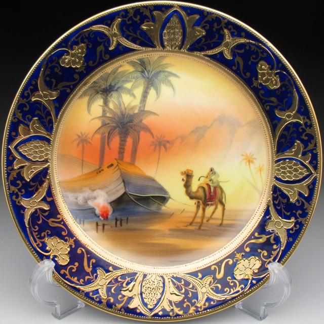 一部予約 金盛り湖畔風景文飾り皿 オールドノリタケ プレート アンティーク 陶芸