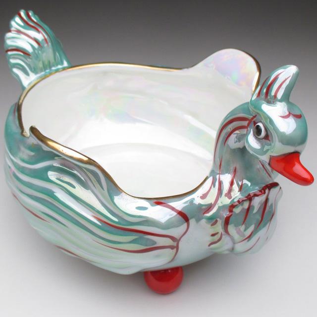 ノリタケ オールドノリタケ 鳥フィギュア ボウル : アンティーク陶磁器