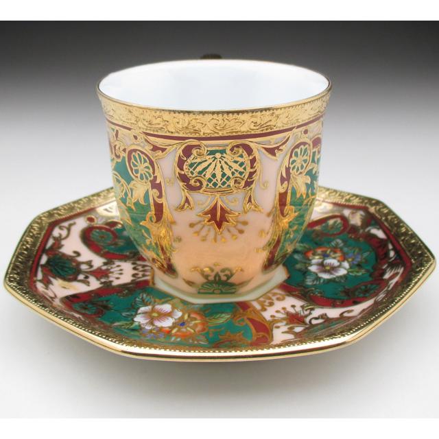 ノリタケ オールドノリタケ 金盛り花束絵 八角カップ&ソーサー ノリタケ オールドノリタケ 金盛り花束絵 八角カップ&ソーサー