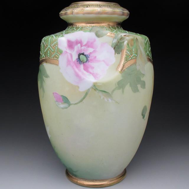 ノリタケ オールドノリタケ 金盛りジュール芥子絵 花瓶 22cm