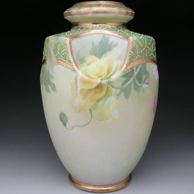 No4235 オールドノリタケ　NIPPON　手描き壺型花瓶　陶磁器　送料無料 No4235 オールドノリタケ NIPPON 手描き壺型花瓶 陶磁器 送料