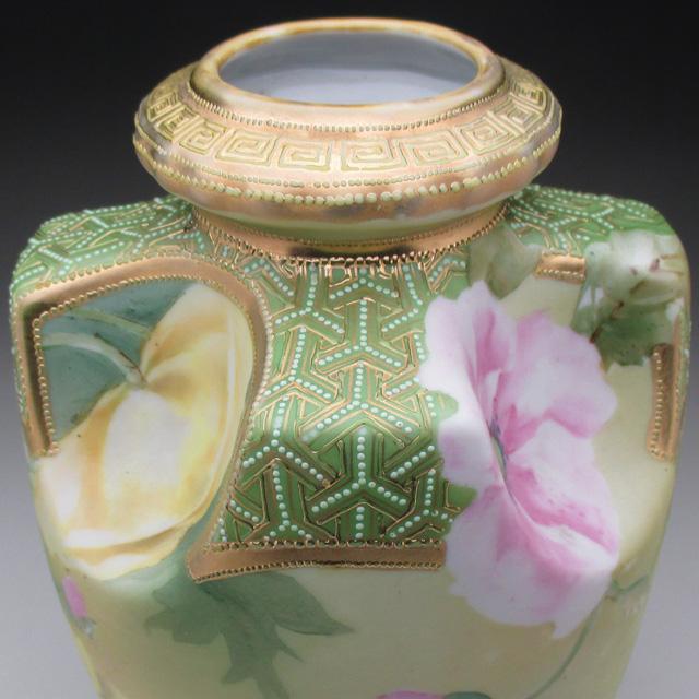 ノリタケ オールドノリタケ 金盛りジュール芥子絵 花瓶 22cm