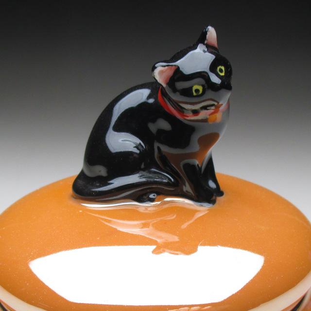ノリタケ オールドノリタケ 黒猫フィギュア付 小物入れ パウダー ノリタケ オールドノリタケ 黒猫フィギュア付 小物入れ パウダー
