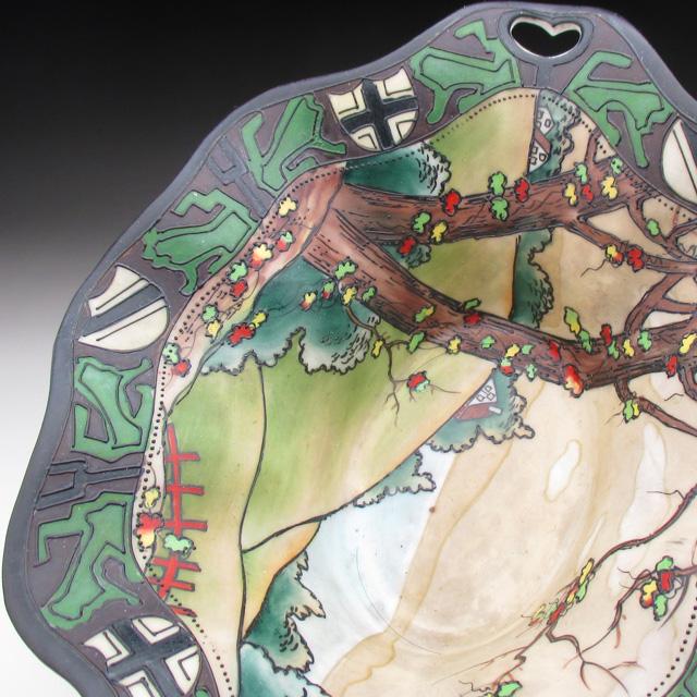 ノリタケ オールドノリタケ ウッドランド風景絵 脚付ボウル 20cm