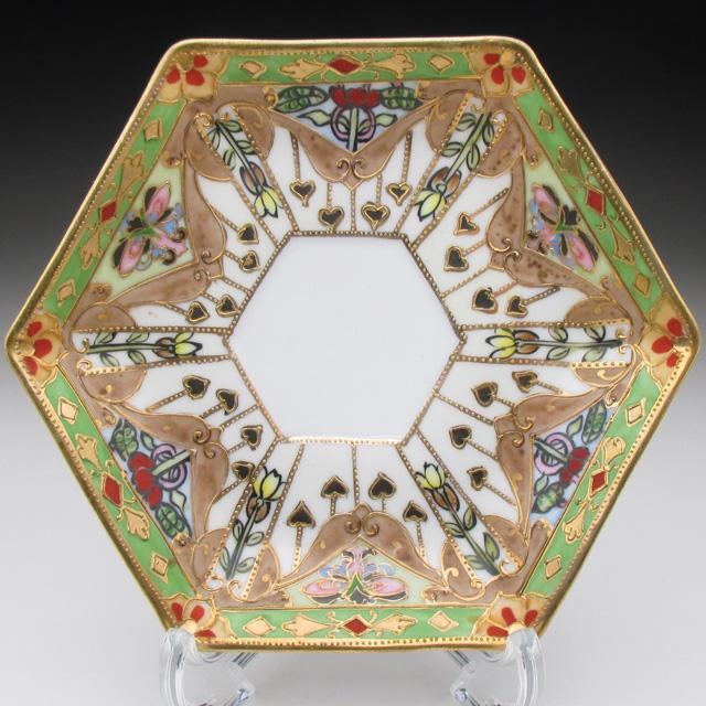 ノリタケ オールドノリタケ 金盛り花文 六角カップ＆ソーサー