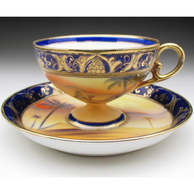 ノリタケ オールドノリタケ コバルト金盛り砂漠風景絵 カップ ノリタケ オールドノリタケ コバルト金盛り砂漠風景絵 カップ