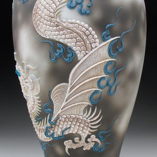 オールドノリタケ ドラゴン盛り上げ大花瓶　２９㎝ オールドノリタケ ドラゴン盛り上げ大花瓶 29㎝