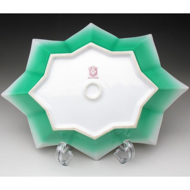 オールドノリタケ グリーン地銀彩ジオメトリック 多角ボウル 25cm