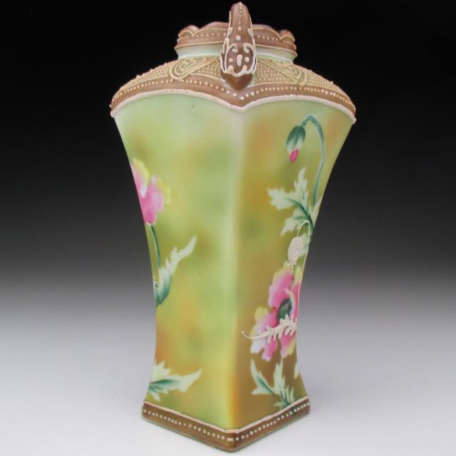 ノリタケ オールドノリタケ 盛り上げ芥子絵 花瓶 : アンティーク陶磁器