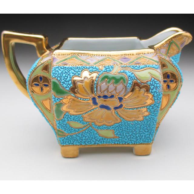 オールドノリタケ 金盛りエナメル花文 ミルクポット クリーマー 