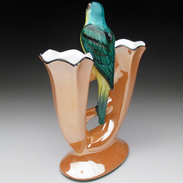 ノリタケ オールドノリタケ 鳥フィギュア付 花瓶 : アンティーク陶磁器