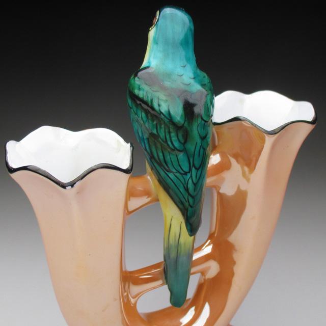 ノリタケ オールドノリタケ 鳥フィギュア付 花瓶 : アンティーク陶磁器