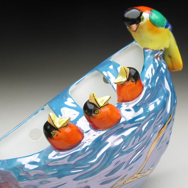 ノリタケ オールドノリタケ 鳥の巣フィギュア 壁掛け花瓶 ノリタケ オールドノリタケ 鳥の巣フィギュア 壁掛け花瓶