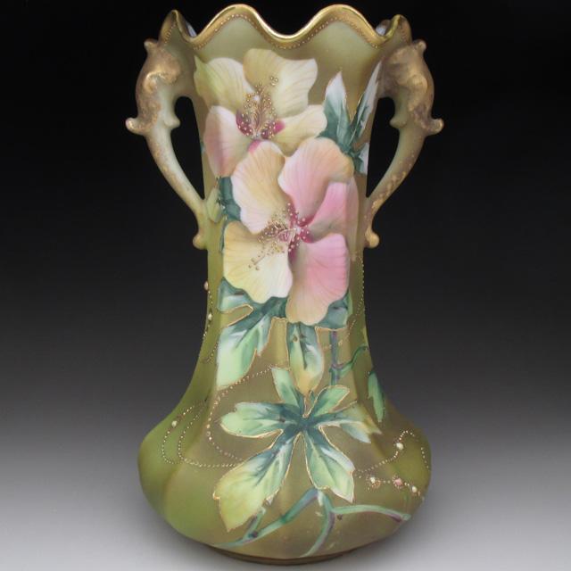 ノリタケ オールドノリタケ 金盛りジュール芥子絵 花瓶 23cm