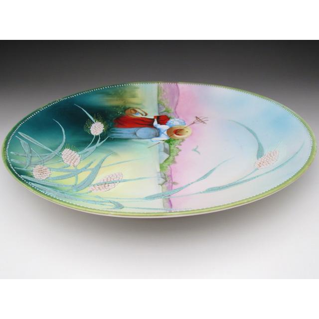 ノリタケ オールドノリタケ 盛り上げ穂麦夫婦絵 プレート 25cm 