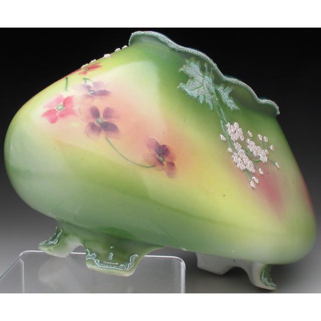 ノリタケ オールドノリタケ 盛り上げ草花絵 花瓶 ファーナー