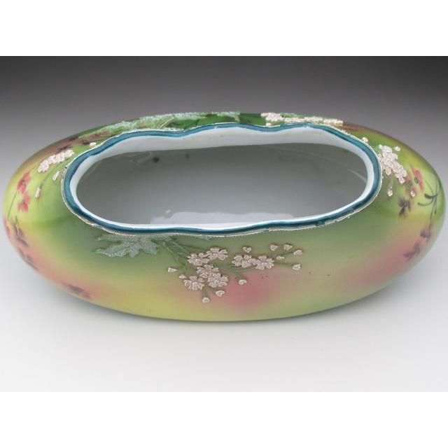 ノリタケ オールドノリタケ 盛り上げ草花絵 花瓶 ファーナー