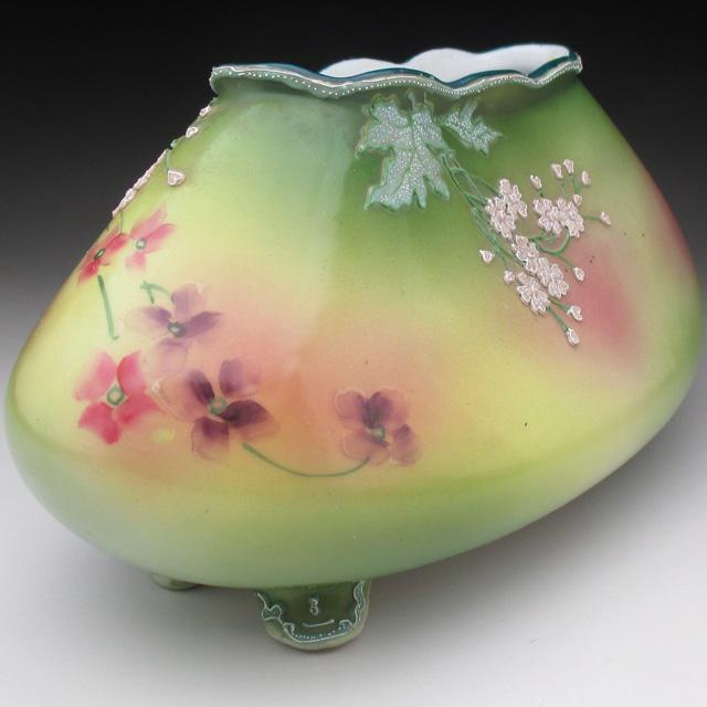 ノリタケ オールドノリタケ 盛り上げ草花絵 花瓶 ファーナー