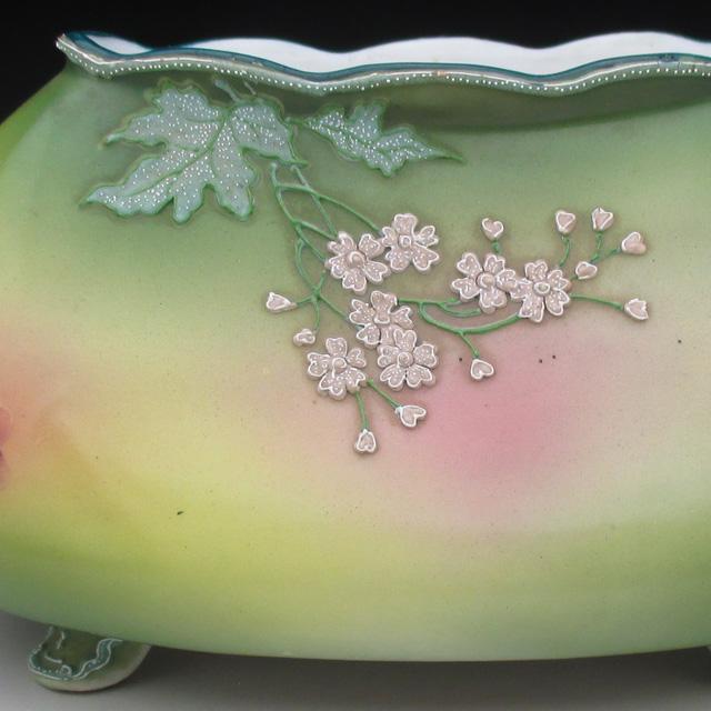 ノリタケ オールドノリタケ 盛り上げ草花絵 花瓶 ファーナー