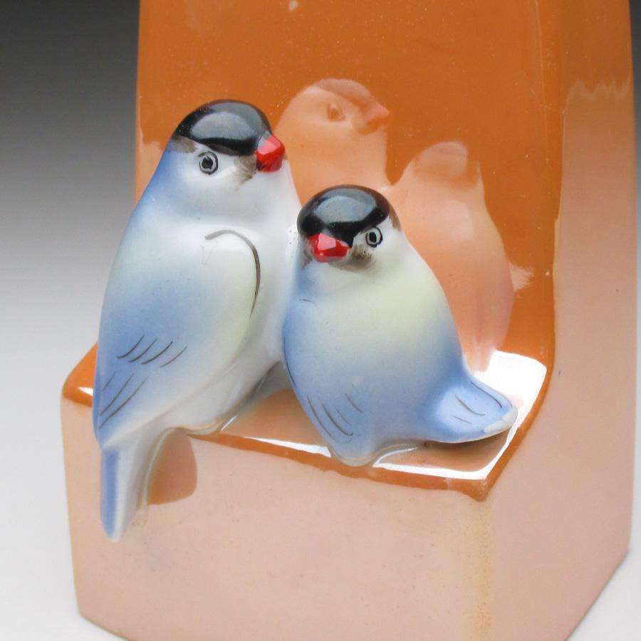 ノリタケ オールドノリタケ 燕フィギュア付 花瓶 : アンティーク陶磁器