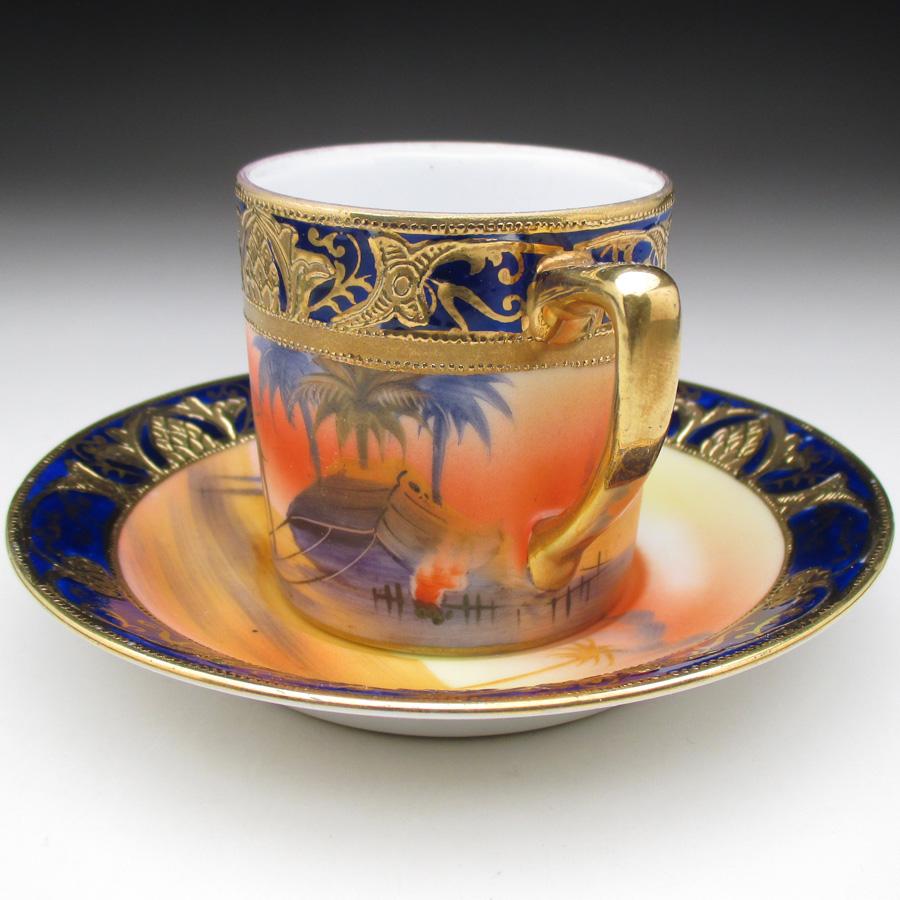 ノリタケ オールドノリタケ コバルト金盛り砂漠風景絵 カップ