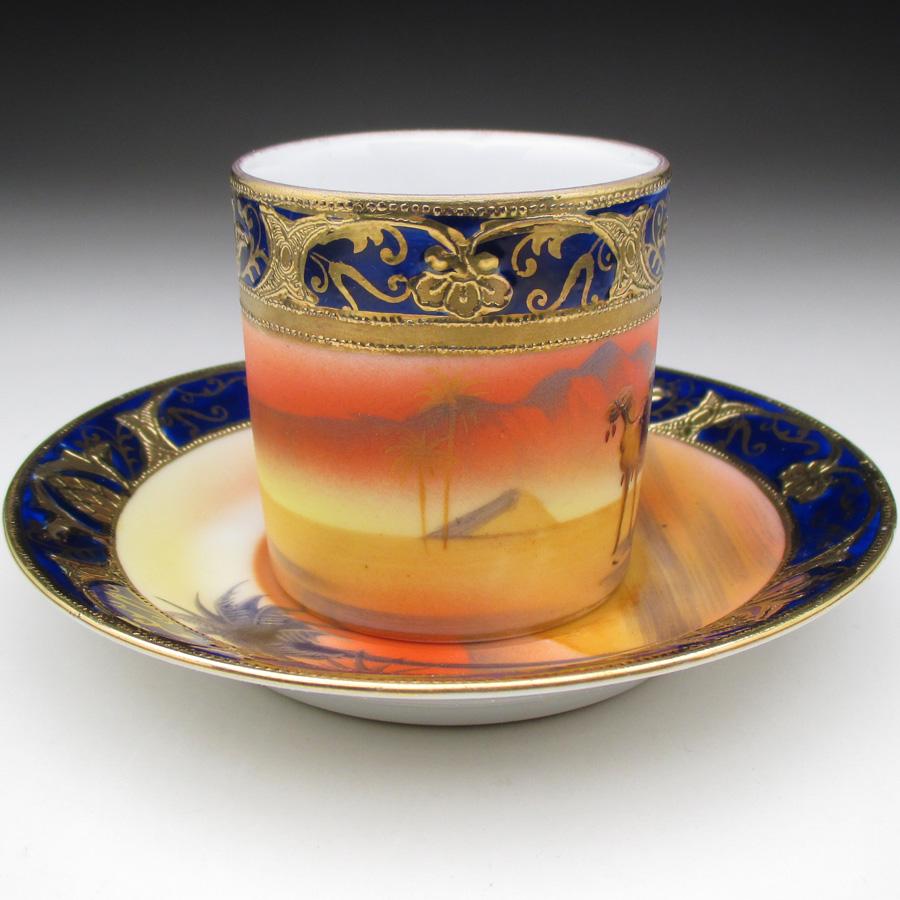 ノリタケ オールドノリタケ コバルト金盛り砂漠風景絵 カップ