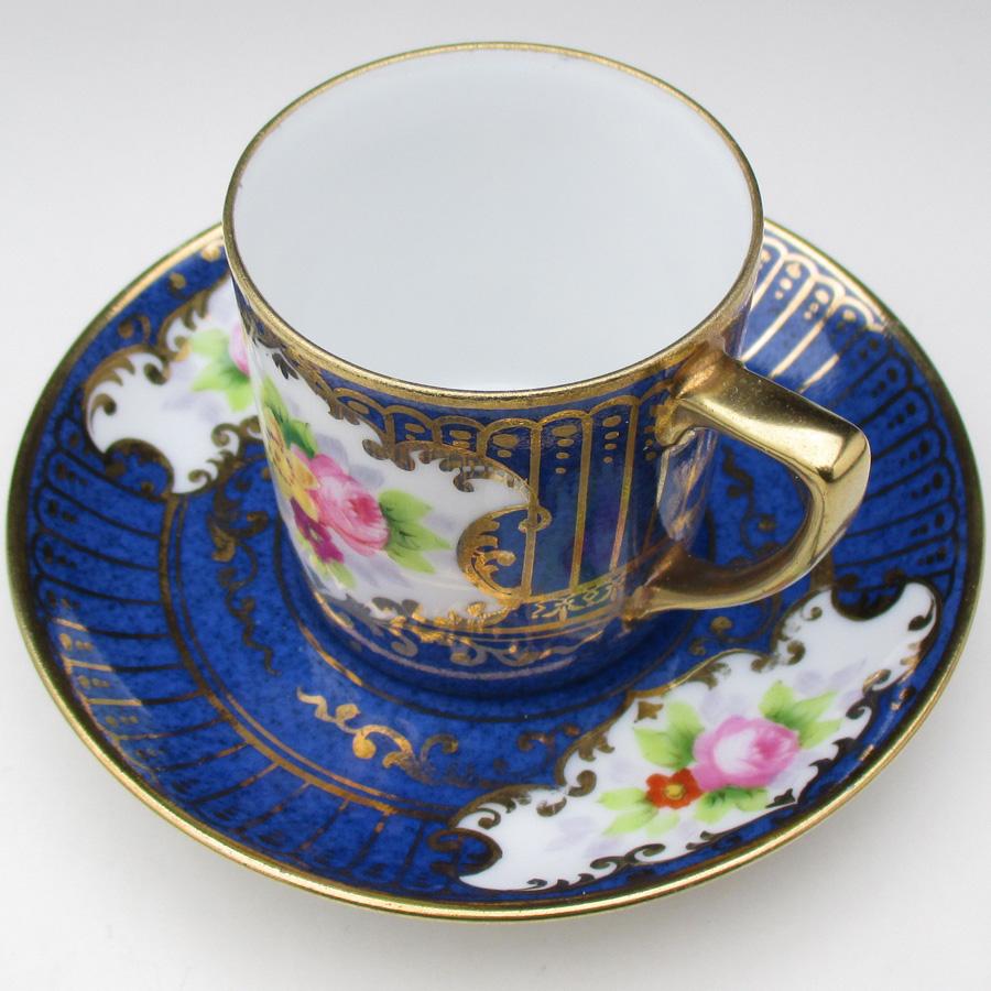 ノリタケ オールドノリタケ 金彩ブルー地花絵 カップ＆ソーサー (b