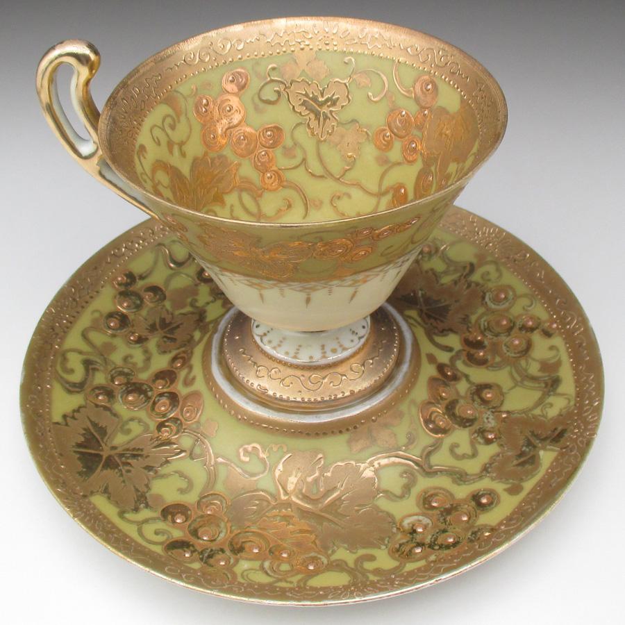 るい　オールドノリタケ金彩唐草文様 平皿 6枚 径約19.5 日本陶器會社 1点限り】オールドノリタケ 金彩 薔薇文 デミタスカップ