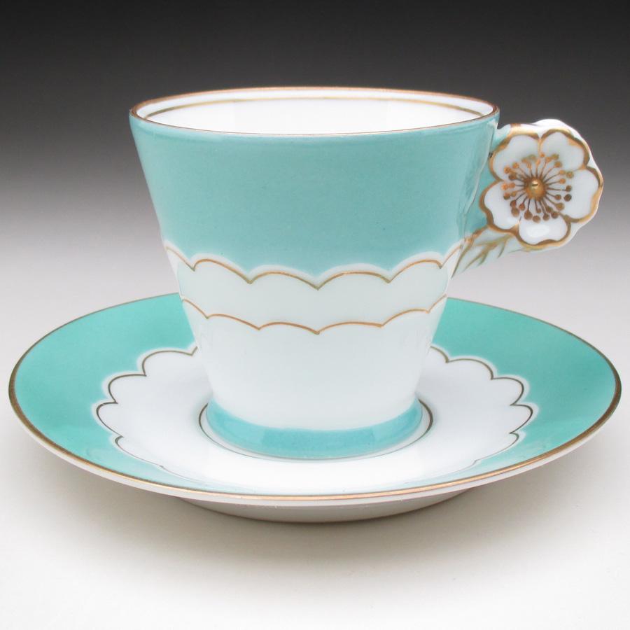 ノリタケ オールドノリタケ 青地フラワーハンドル カップ＆ソーサー