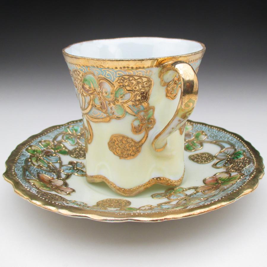 ノリタケ オールドノリタケ 金盛り野苺唐草 カップ＆ソーサー (a