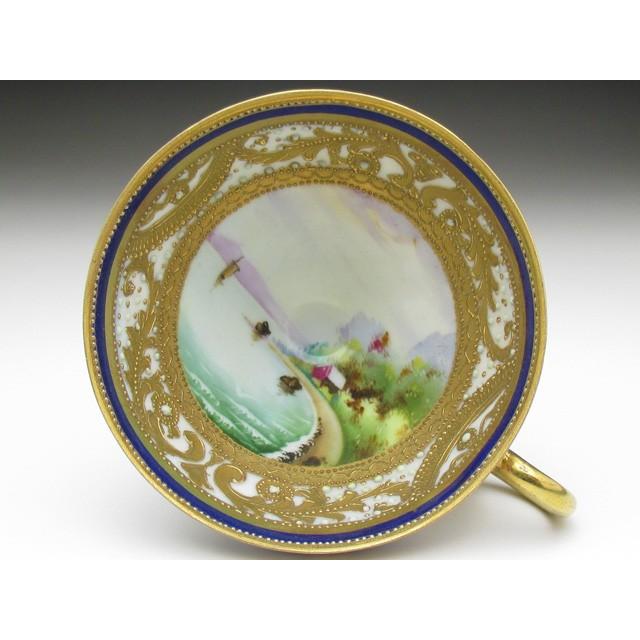 ノリタケ オールドノリタケ 金盛りエナメルジュール海辺風景絵 ノリタケ オールドノリタケ 金盛りエナメルジュール海辺風景絵