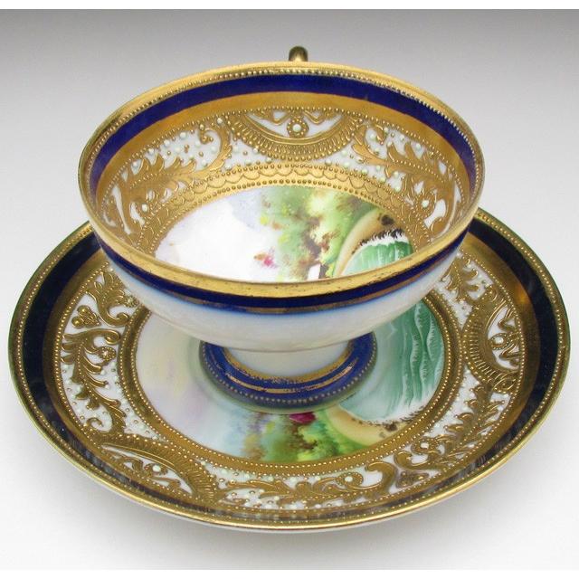 ノリタケ オールドノリタケ 金盛りエナメルジュール海辺風景絵 ノリタケ オールドノリタケ 金盛りエナメルジュール海辺風景絵