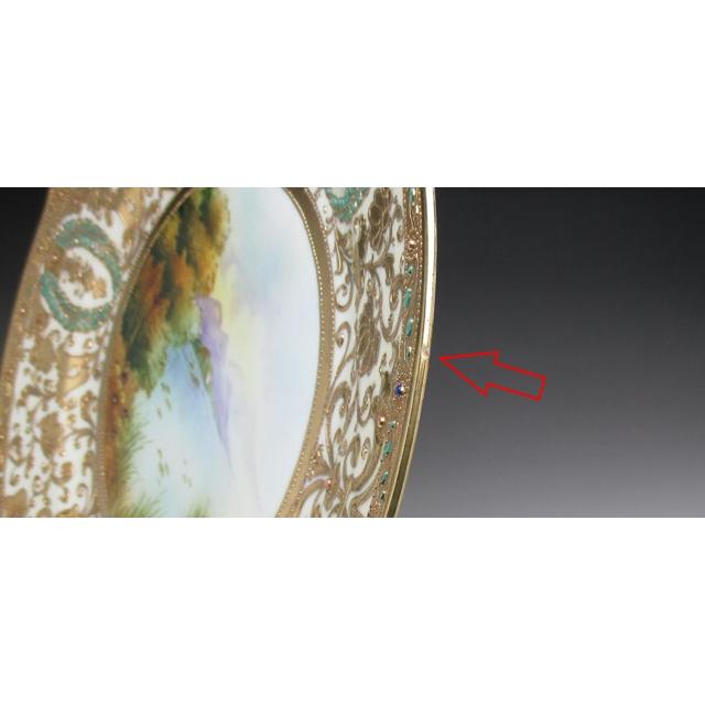 ノリタケ オールドノリタケ 金盛りエナメルジュール湖畔風景絵 ノリタケ オールドノリタケ 金盛りエナメルジュール湖畔風景絵