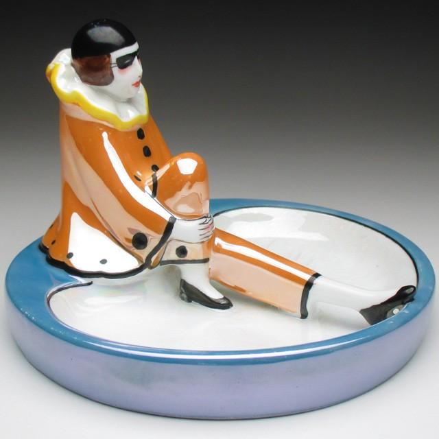 ノリタケ オールドノリタケ ピエロフィギュア付 小物入れ
