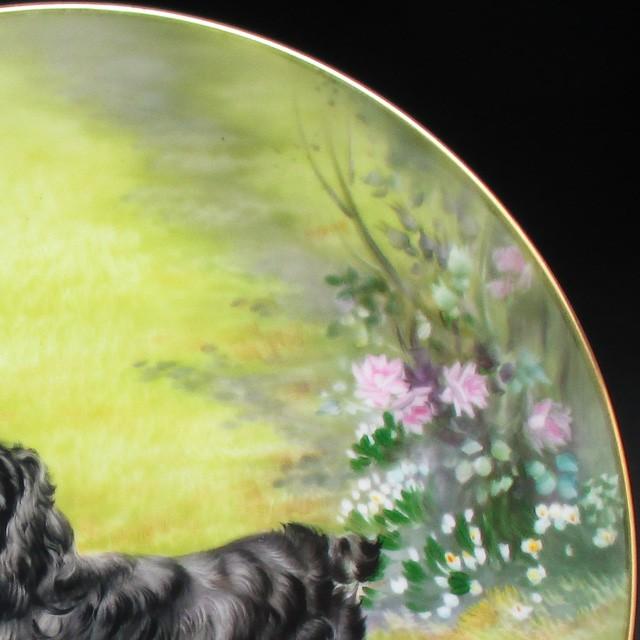 ノリタケ オールドノリタケ 林直三 犬絵 プレート 飾り皿 26cm ノリタケ オールドノリタケ 林直三 犬絵 プレート 飾り皿 26cm